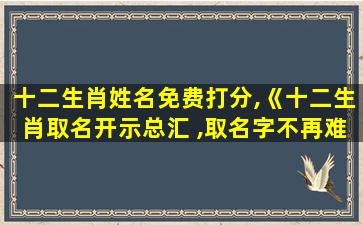 十二生肖姓名免费打分,《十二生肖取名开示总汇 ,取名字不再难 !》